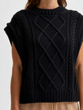 Selected AFKORTEDE ÆRMER STRIK VEST, Black, highres - 16081074_Black_006.jpg