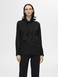 Selected BOW DETAIL SATIN SHIRT, Black, highres - 16095068_Black_003.jpg