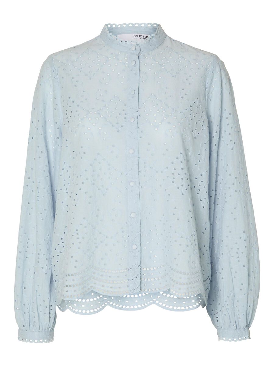 Selected BRODERIE ANGLAISE SHIRT, Cashmere Blue, highres - 16092185_CashmereBlue_001.jpg