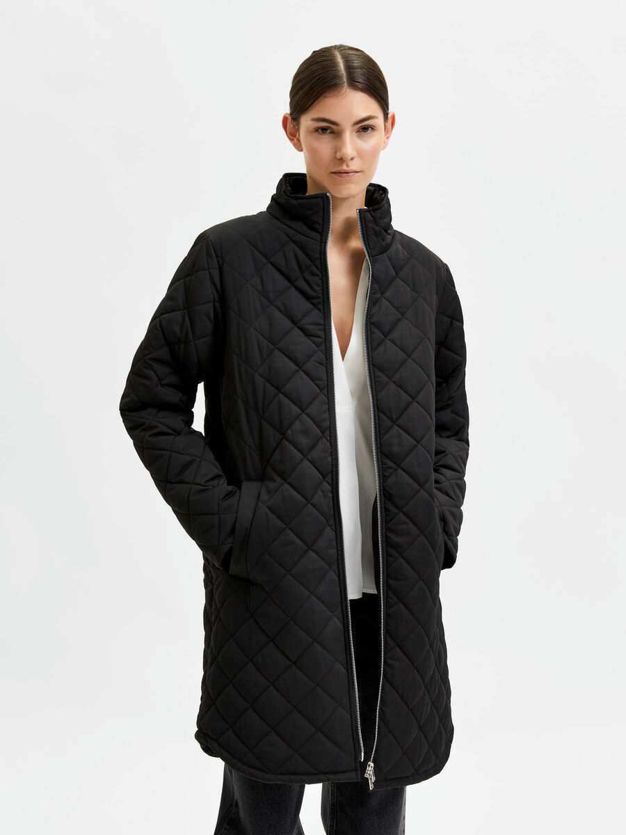 Selected MATELASSÉ MANTEAU, Black, highres - 16082400_Black_003.jpg