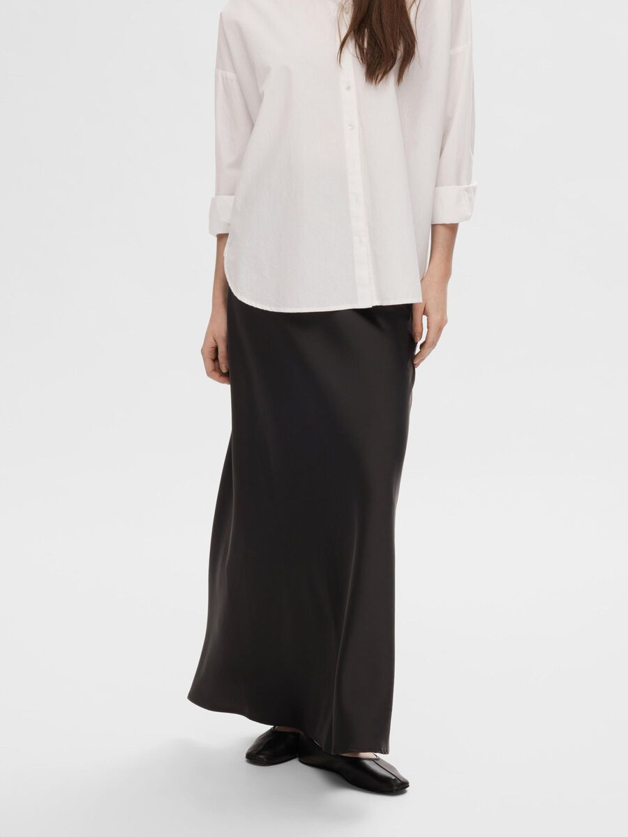 Selected SATIN MAXI SKIRT, Black, highres - 16090863_Black_003.jpg