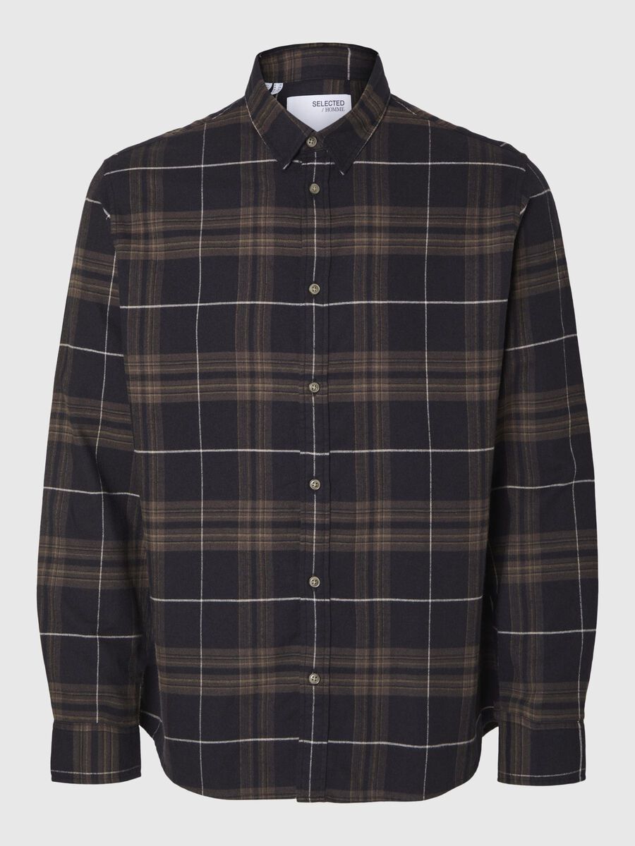 Selected FLANNEL SHIRT, Black, highres - 16091358_Black_1124439_001.jpg