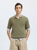 Selected SHORT SLEEVED KNITTED POLO SHIRT, Vetiver, highres - 16096197_Vetiver_003.jpg