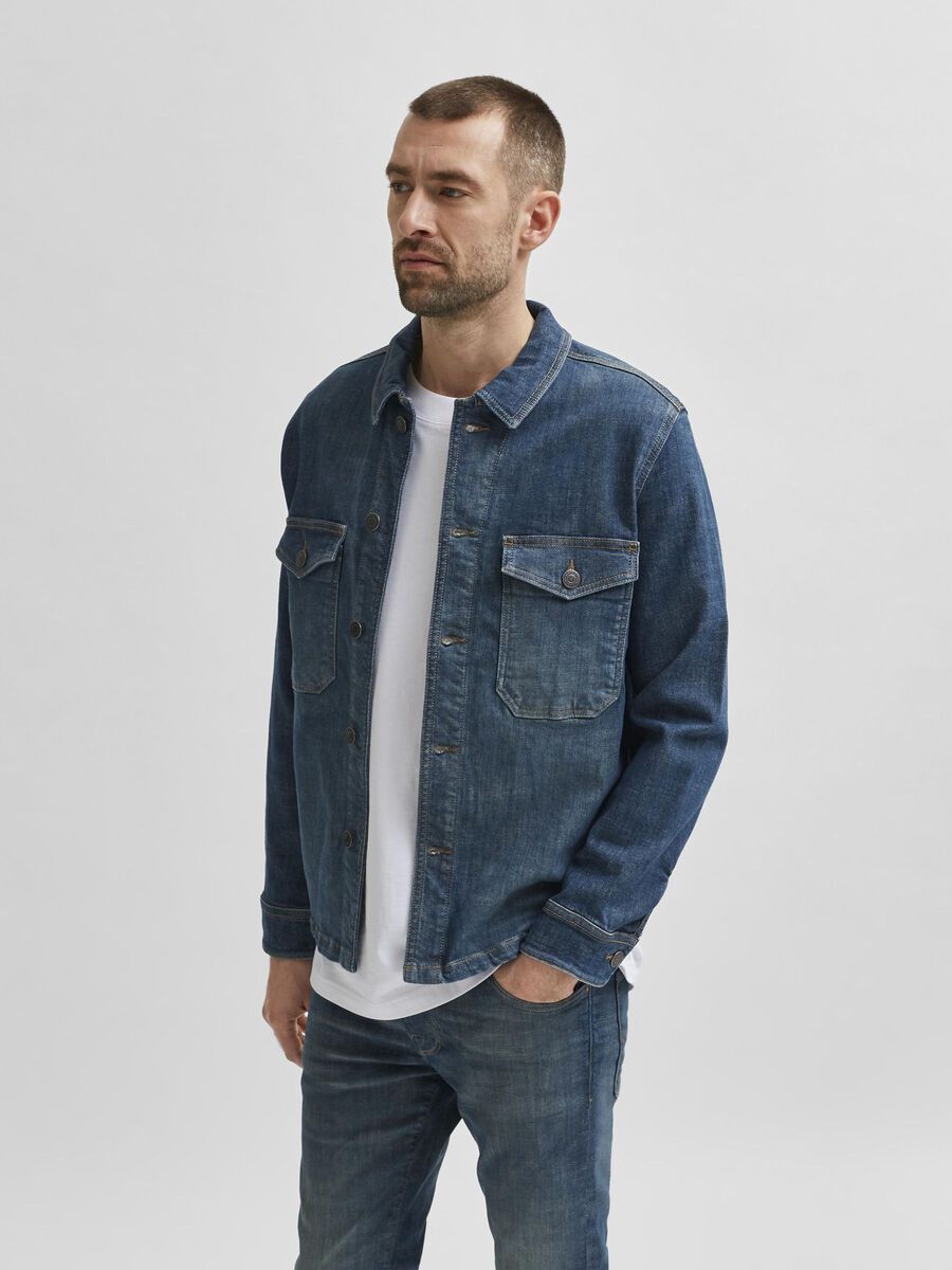 Selected LET ØKOLOGISK BOMULD DENIMJAKKE, Dark Blue Denim, highres - 16078298_DarkBlueDenim_003.jpg