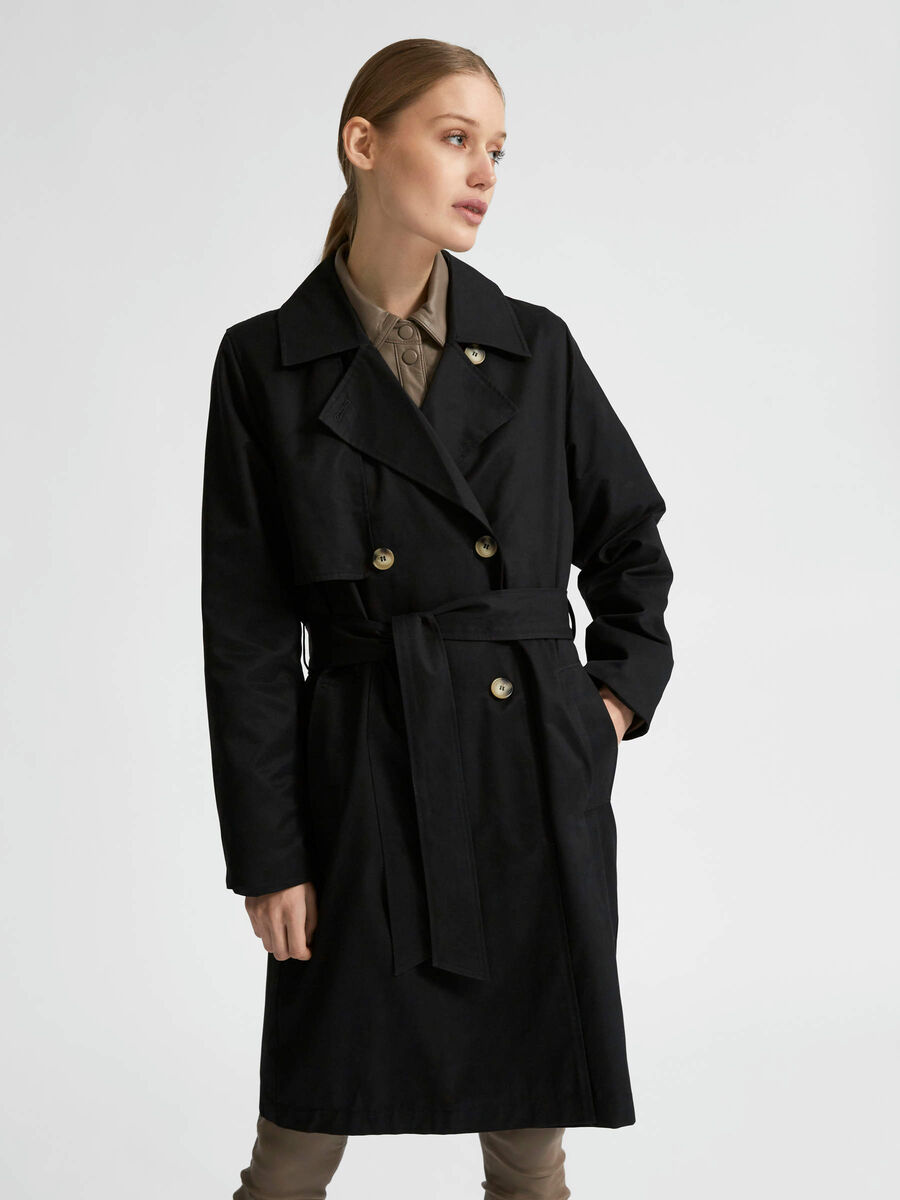 Selected DOUBLE BREASTED - TRENCHCOAT, Black, highres - 16076541_Black_003.jpg