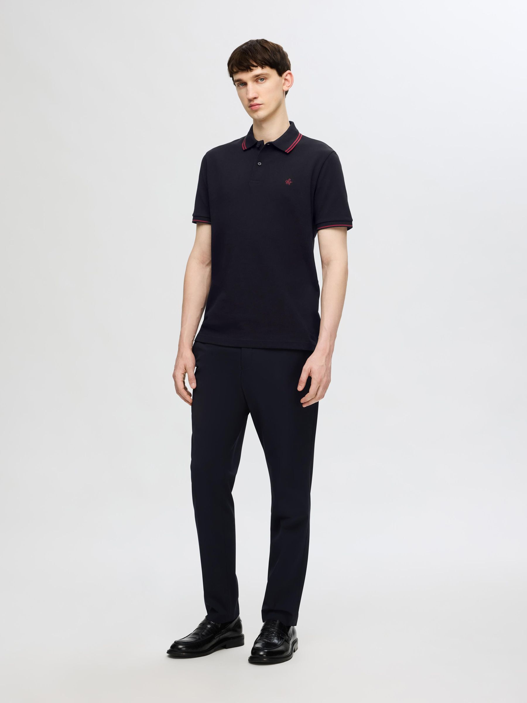 Black polo grey on sale slacks