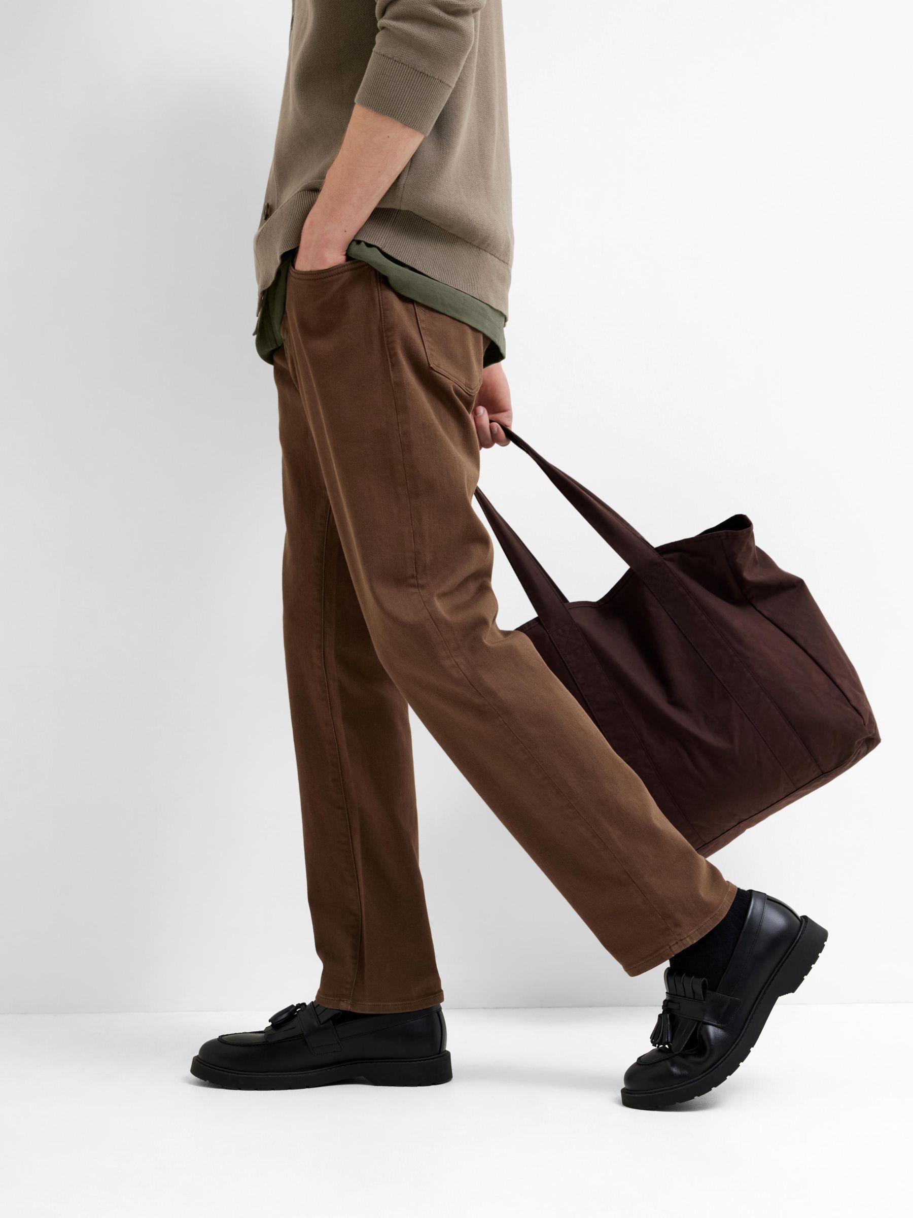 196 STRAIGHT FIT JEANS | Brown | SELECTED HOMME® 196 STRAIGHT FIT JEANS | Brown | SELECTED HOMME®