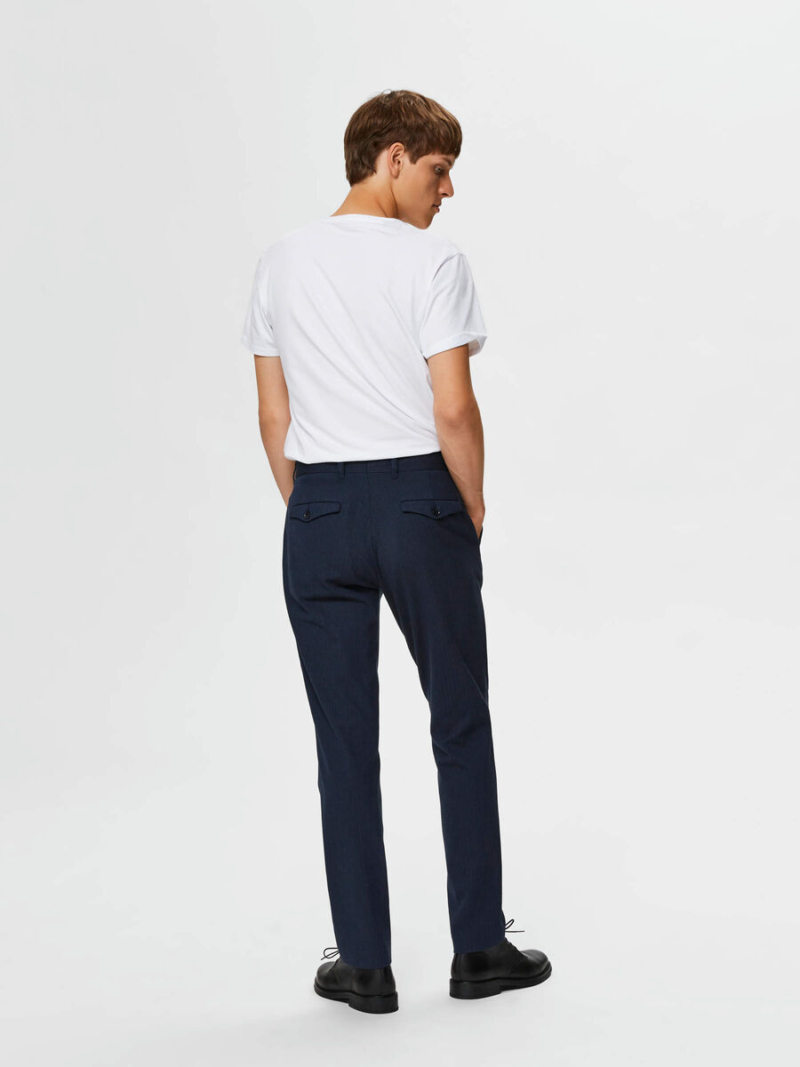 Selected COTON BIO PANTALON À COUPE FLEXIBLE, Dark Navy, highres - 16074318_DarkNavy_770864_004.jpg