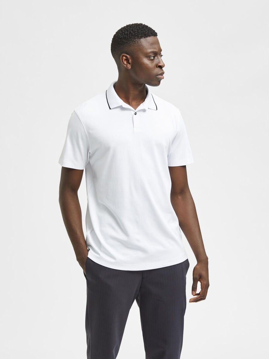 Selected SHORT SLEEVED POLO SHIRT, Bright White, highres - 16082844_BrightWhite_003.jpg