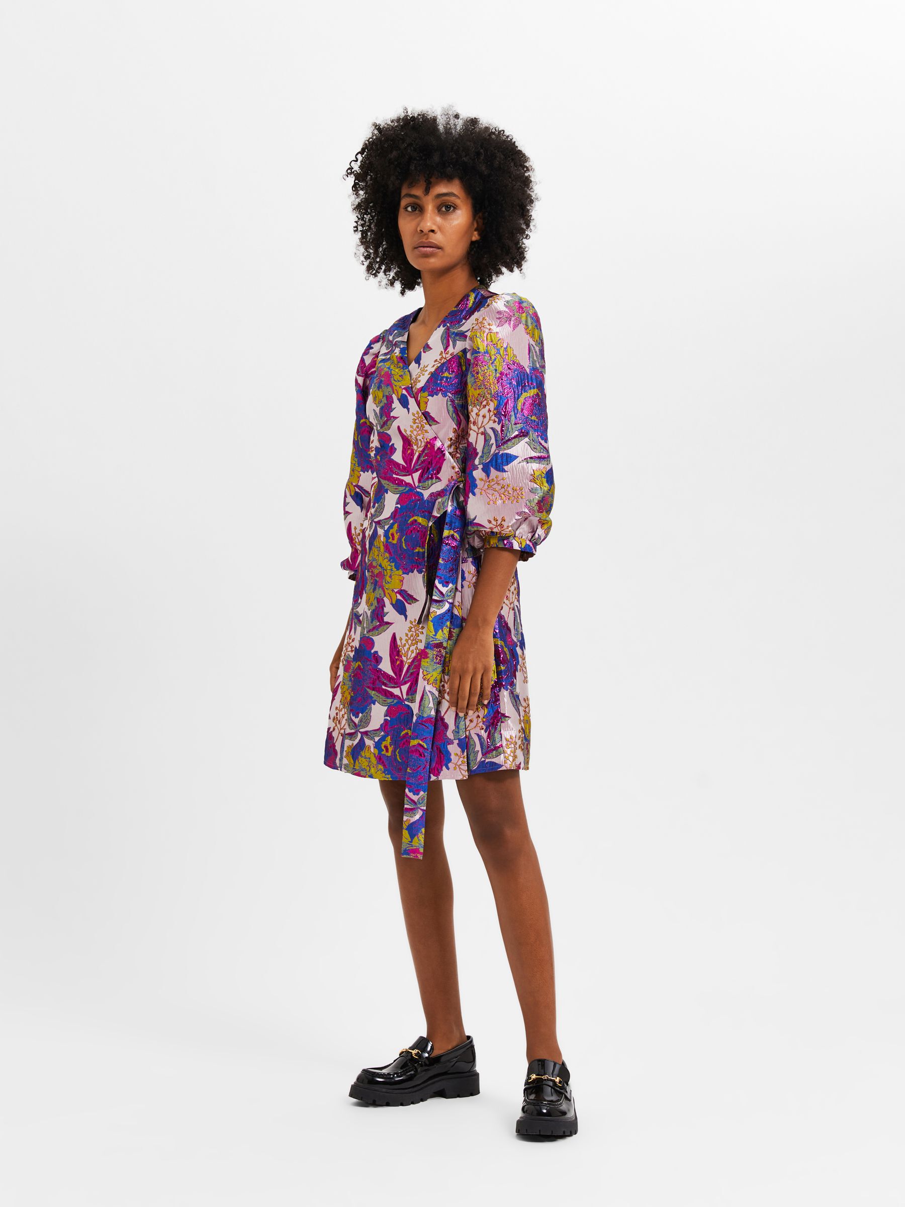 Joenie jacquard wrap dress hot sale