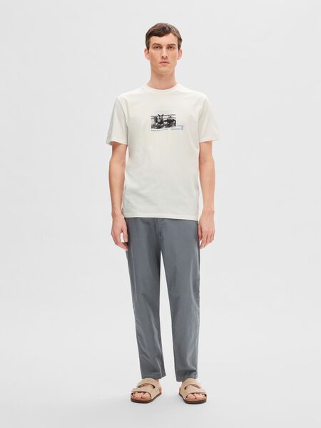 PRINTED COTTON T-SHIRT | White | SELECTED HOMME®