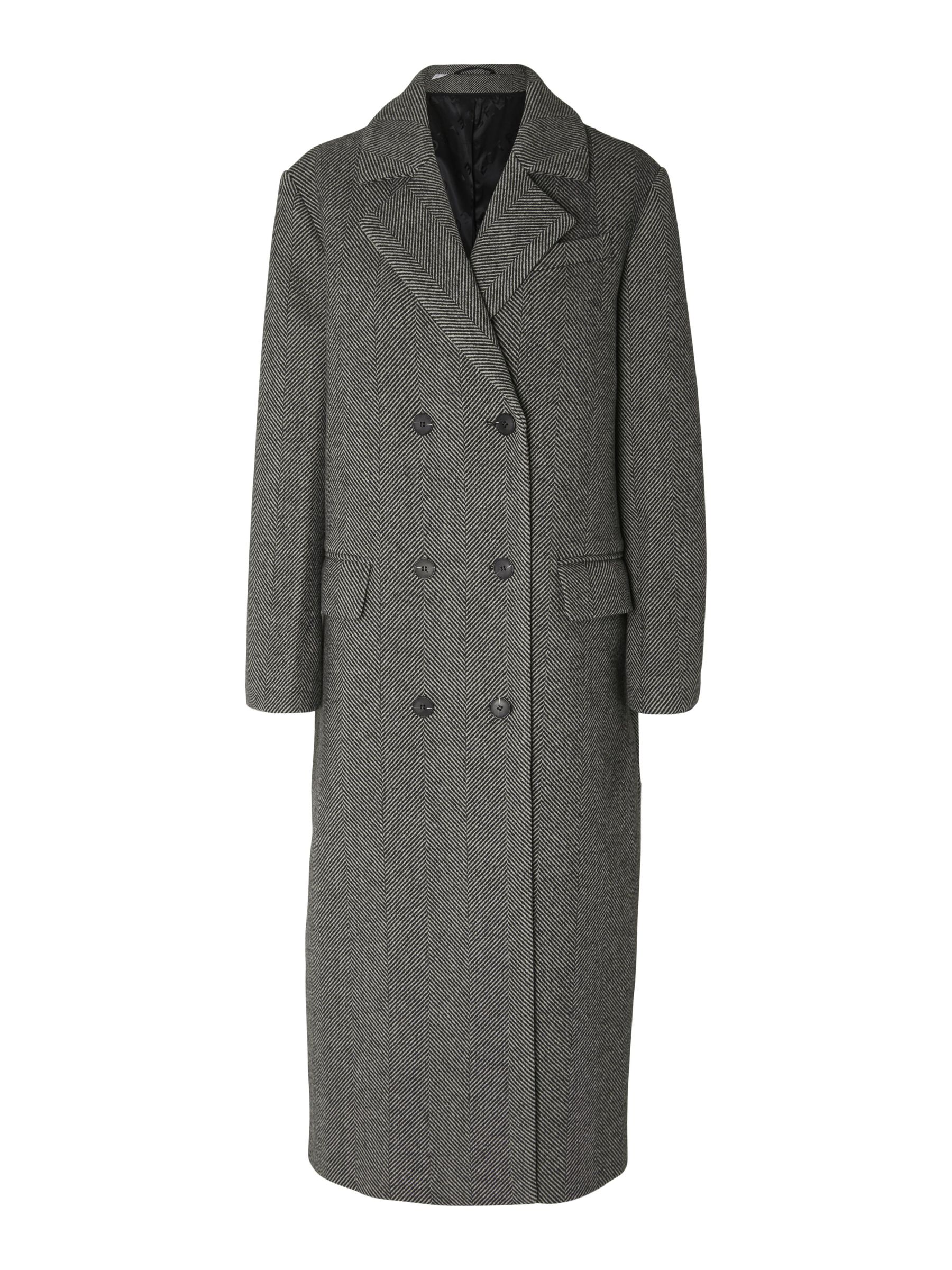 DOUBLE BREASTED HERRINGBONE COAT Black SELECTED FEMME