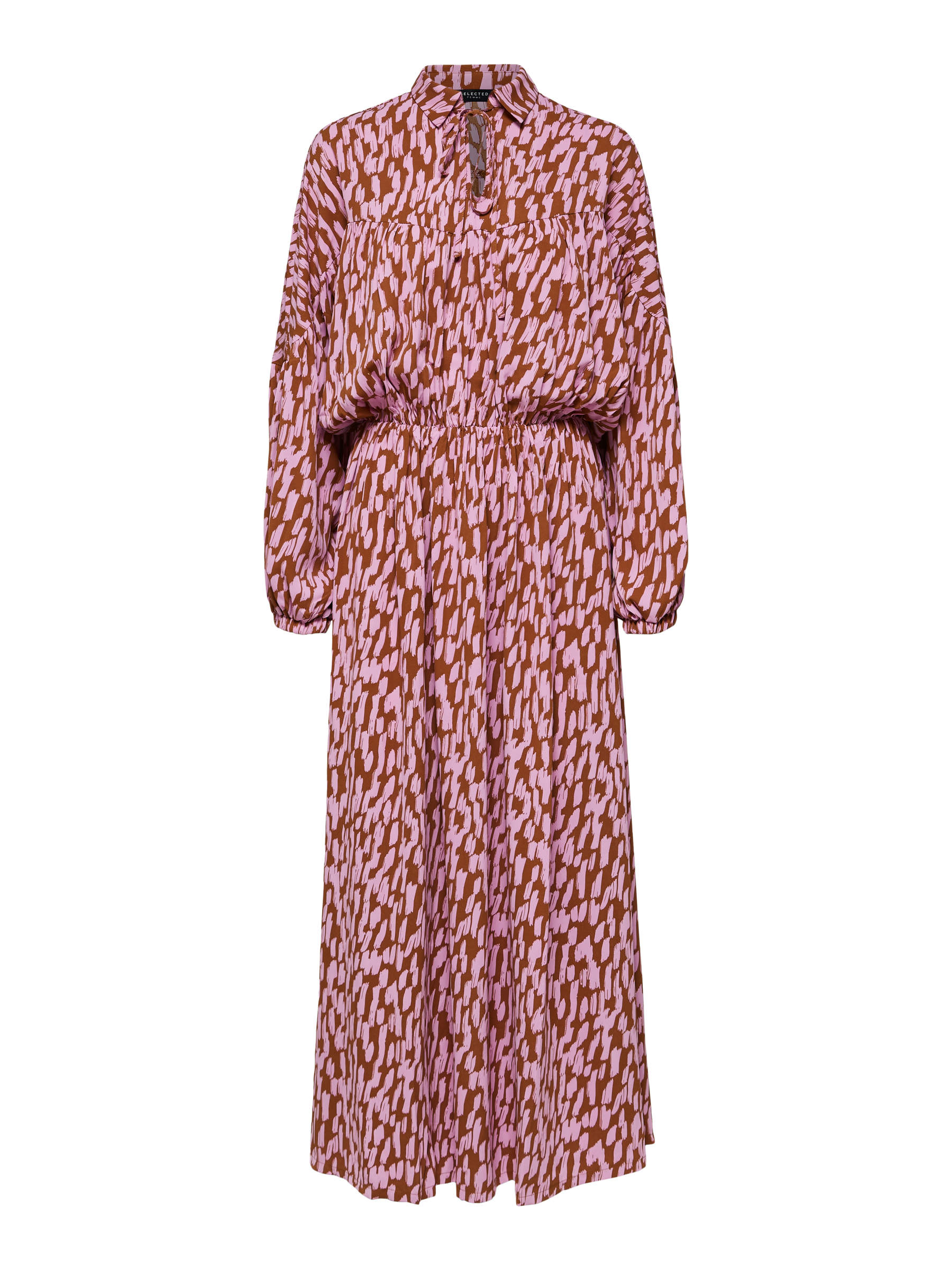 PRINTED LONG SLEEVE MAXI DRESS Brown SELECTED FEMME