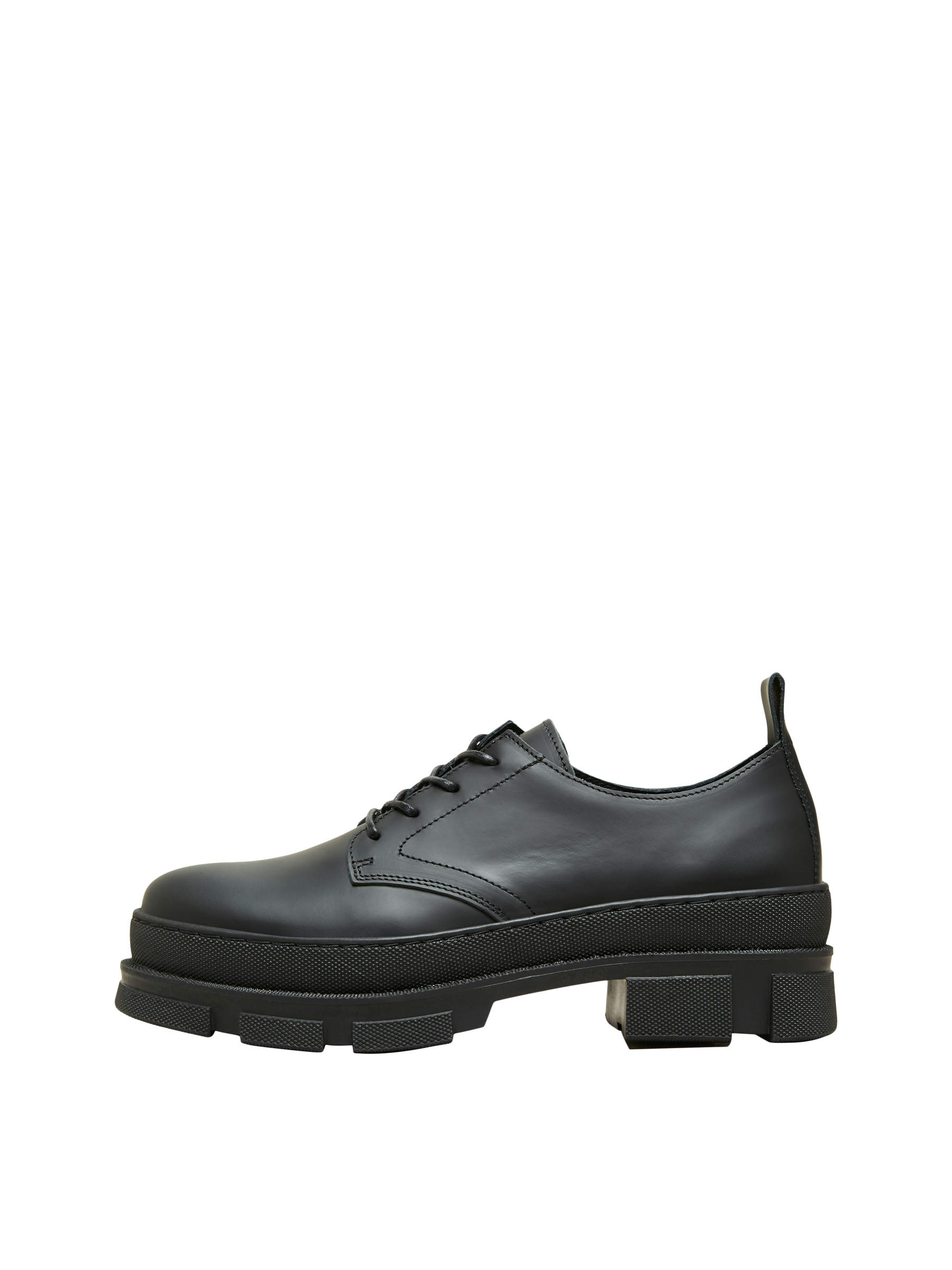 LEATHER DERBY SHOES | Black | SELECTED FEMME®