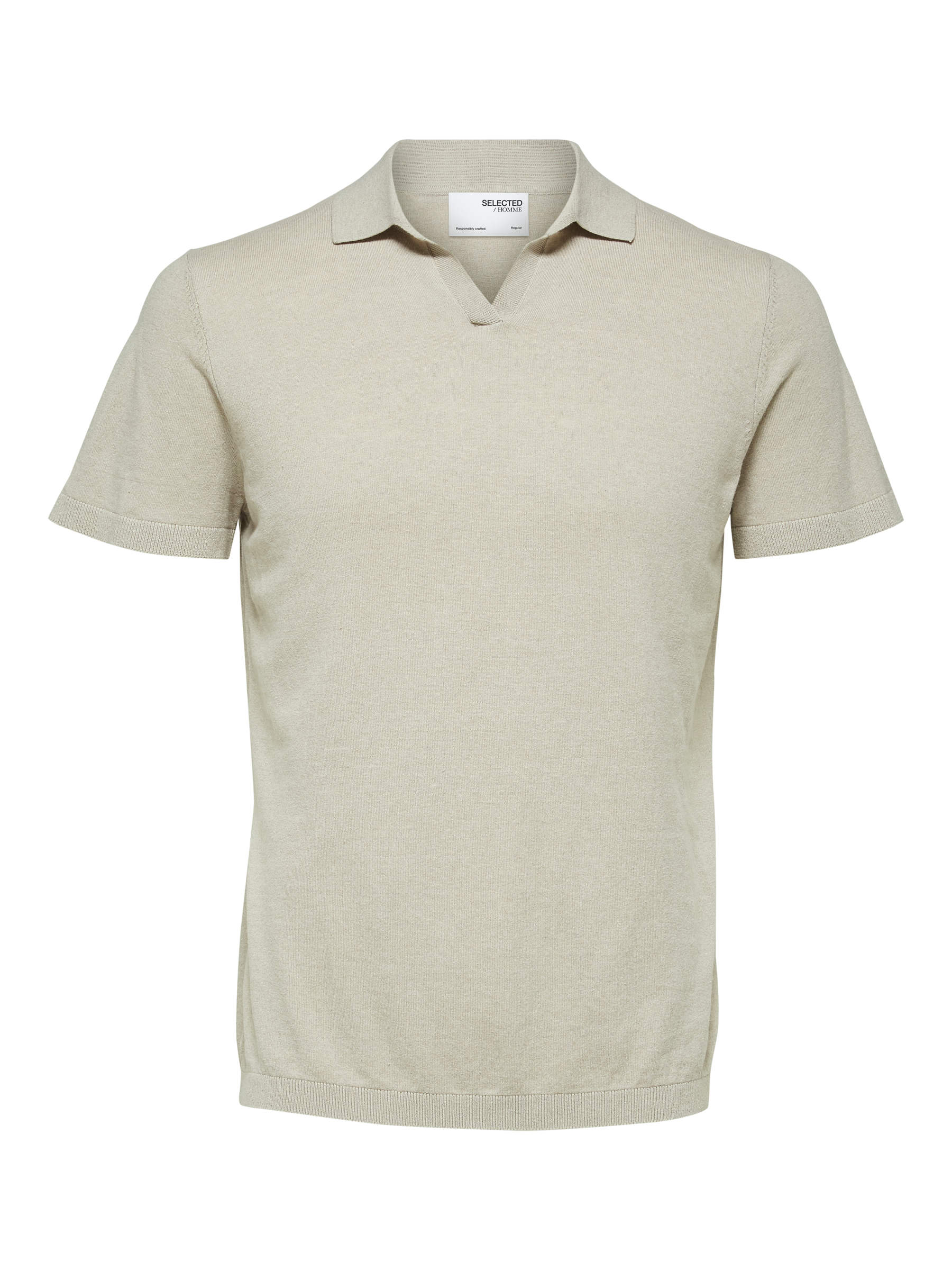 SPLIT NECK POLO SHIRT White SELECTED HOMME
