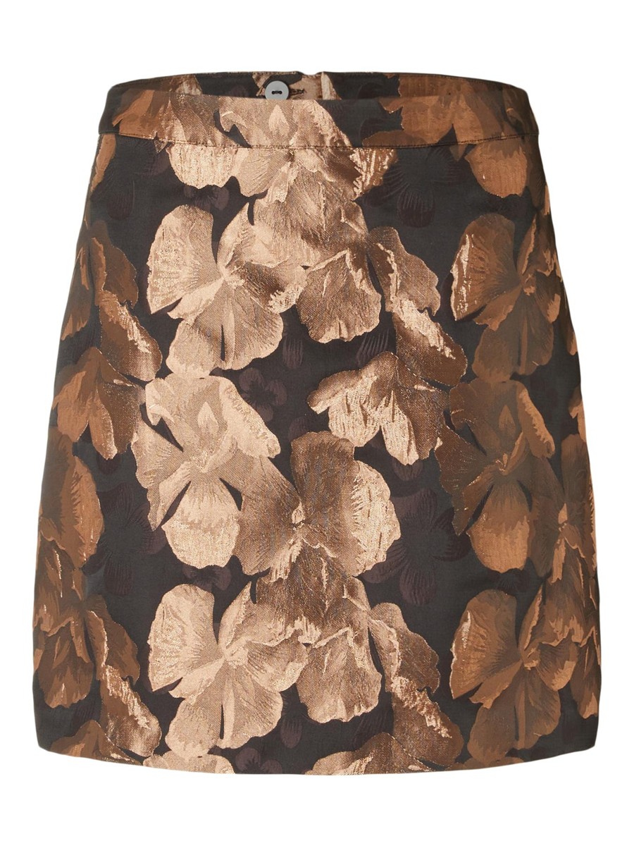 Floral satin jacquard clearance mini skirt