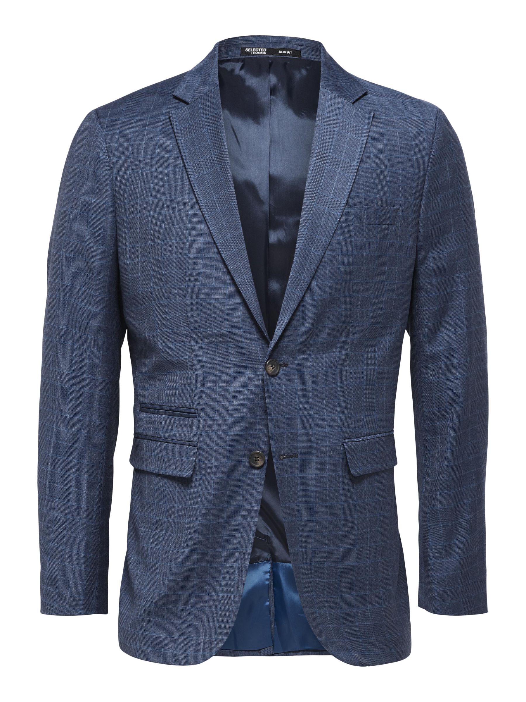 Navy blue check blazer shop