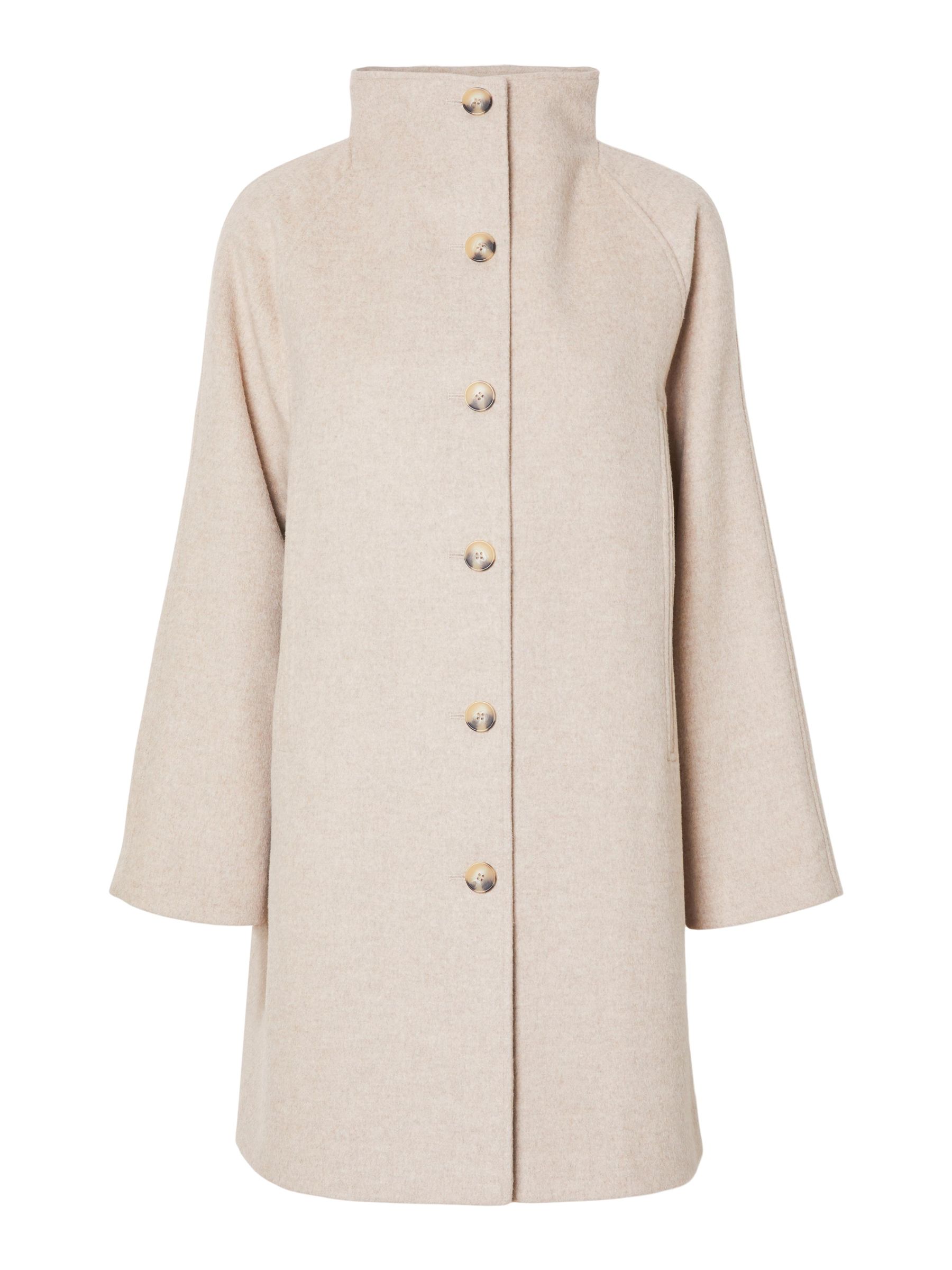 Beige funnel neck coat discount