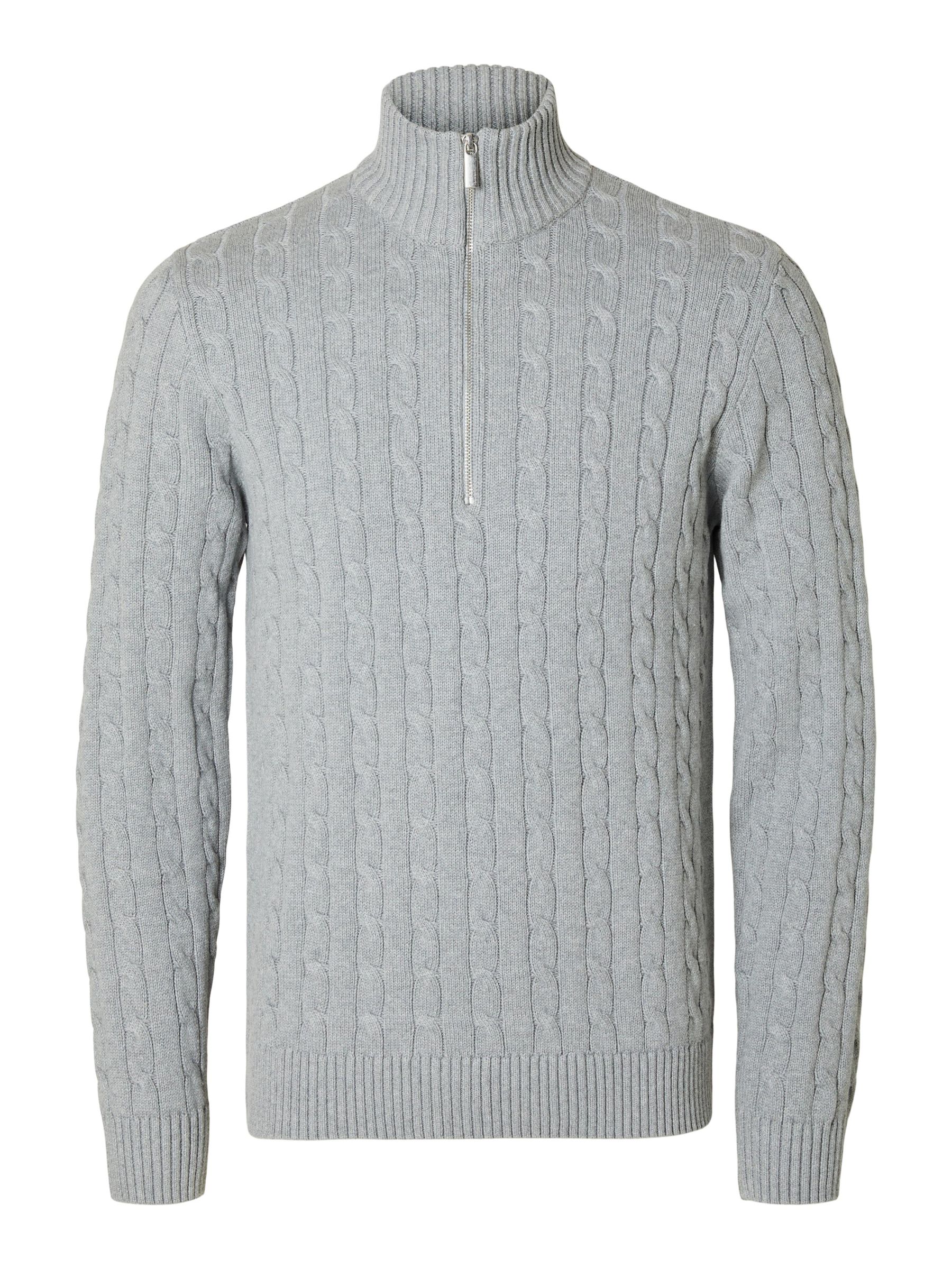 Mens grey cable clearance knit jumper